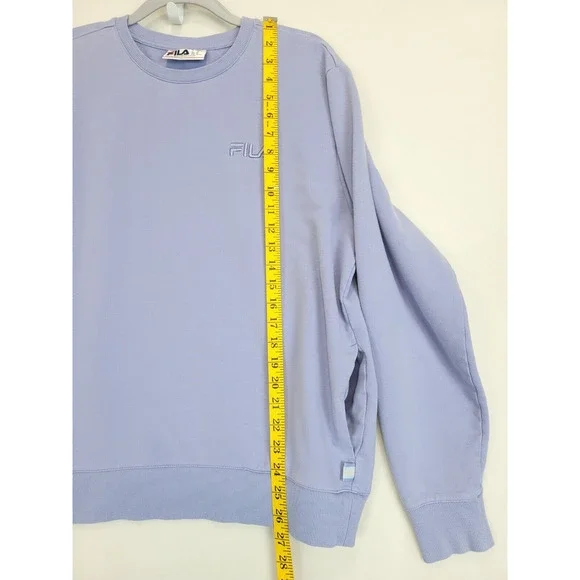 Fila‎ Sweatshirt XL Pullover Long Sleeve Pockets Crewneck Lilac Cotton Logo - Picture 7 of 9
